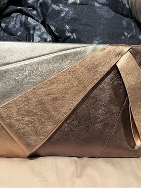 kate spade Metallic Rose Gold and Bronze Bow Clutch
